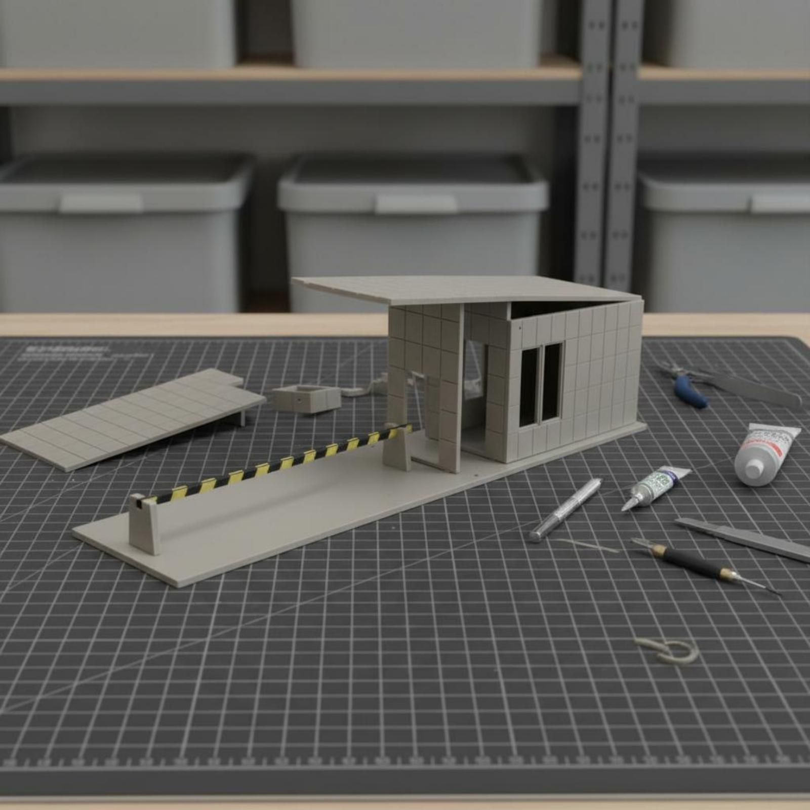 Model Kit House - Security Booth Model Glue No-Glue Unassembled