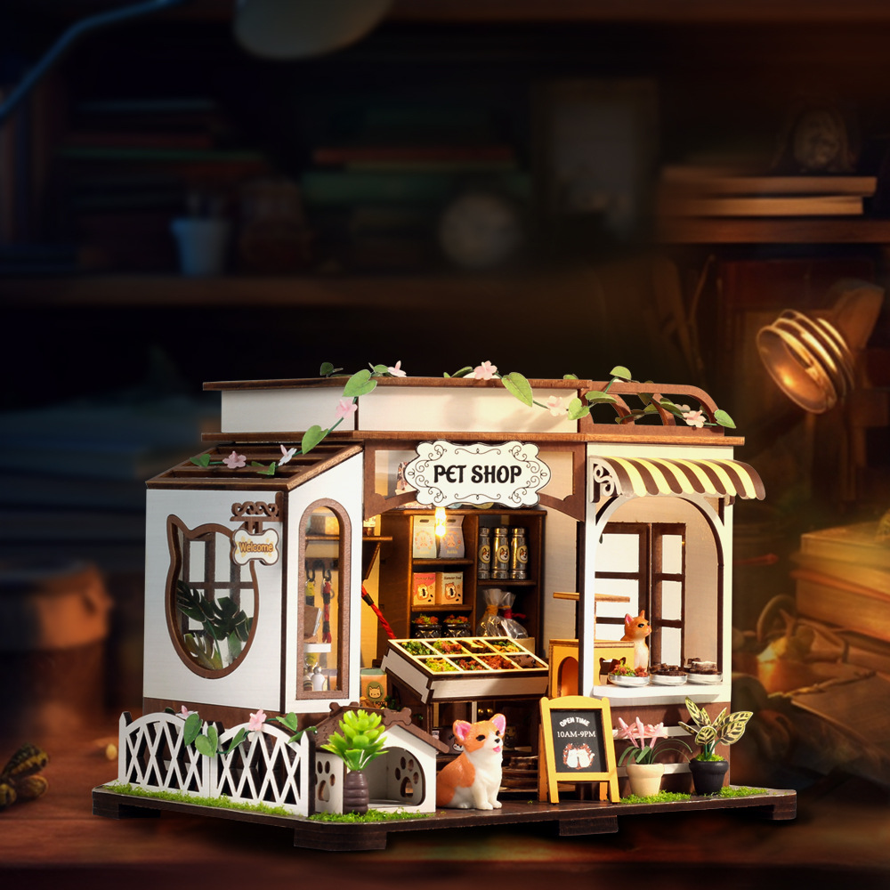 DIY Wooden Pet Shop Cottage Do - đánh giá và giá Model Kit House